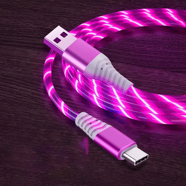 3A Glowing Cable Micro USB Type C Cable Fast Charging For iPhone LED light phone Chargers