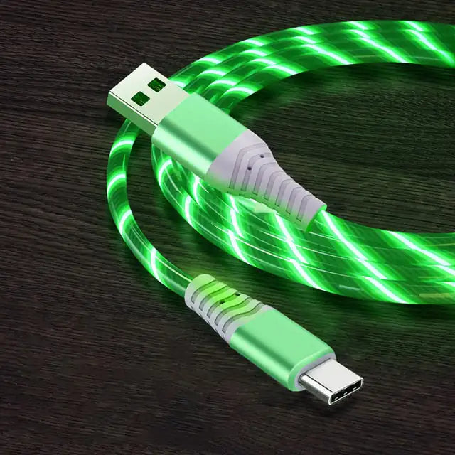 3A Glowing Cable Micro USB Type C Cable Fast Charging For iPhone LED light phone Chargers
