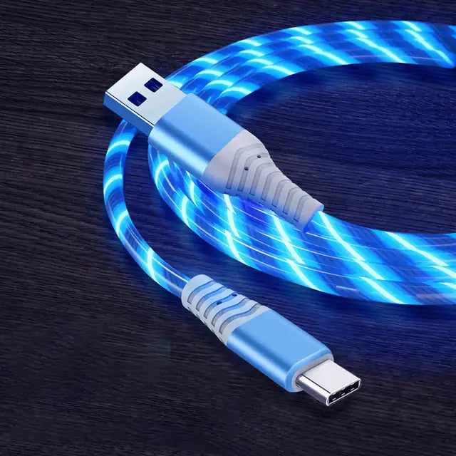 3A Glowing Cable Micro USB Type C Cable Fast Charging For iPhone LED light phone Chargers
