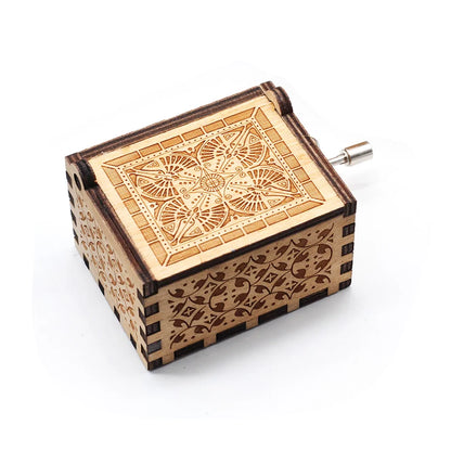 Antique Carved Wooden Hand-Cranked Music Box
