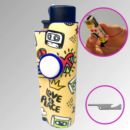 FLKR LYTR® Fidget Spinner Lighter Case "Love and Peace" for Clipper Lighter® Case fidget spinner lighter case