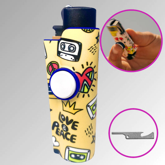 FLKR LYTR® Fidget Spinner Lighter Case "Love and Peace" for Clipper Lighter® Case fidget spinner lighter case