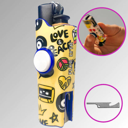 FLKR LYTR® Fidget Spinner Lighter Case "Love and Peace" for Clipper Lighter® Case fidget spinner lighter case